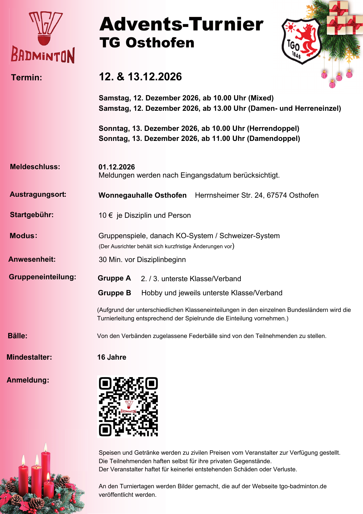 Ausschreibung Adventsturnier 2026